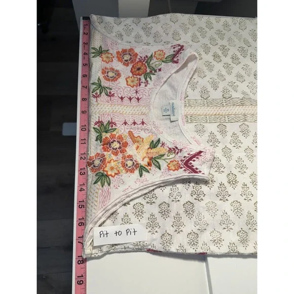 Sundance Womans Floral Embroidered Tank Top Size XS Cottagecore Boho Y2K Hippie - Picture 10 of 12